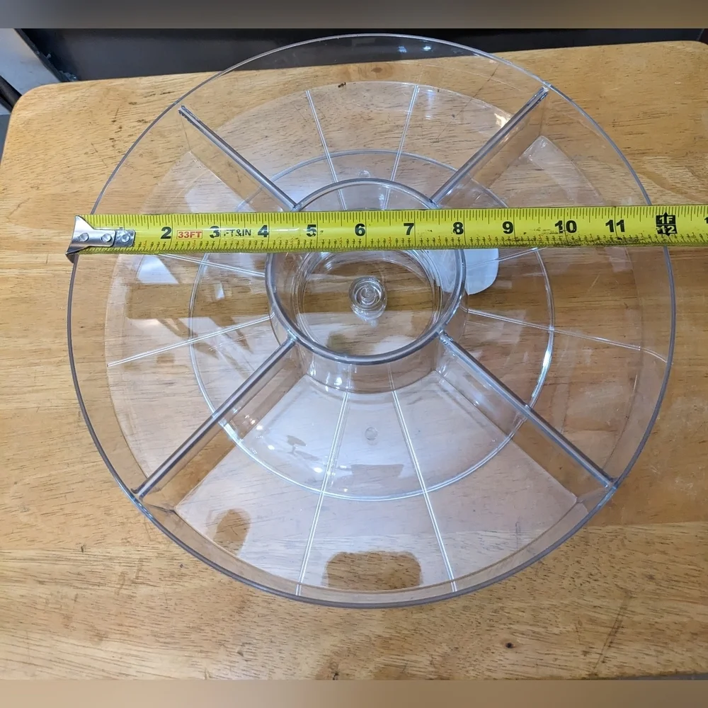 New Lazy Susan Snack And Dip Tray, Clear Rotating Storage Organizer, T12MIS